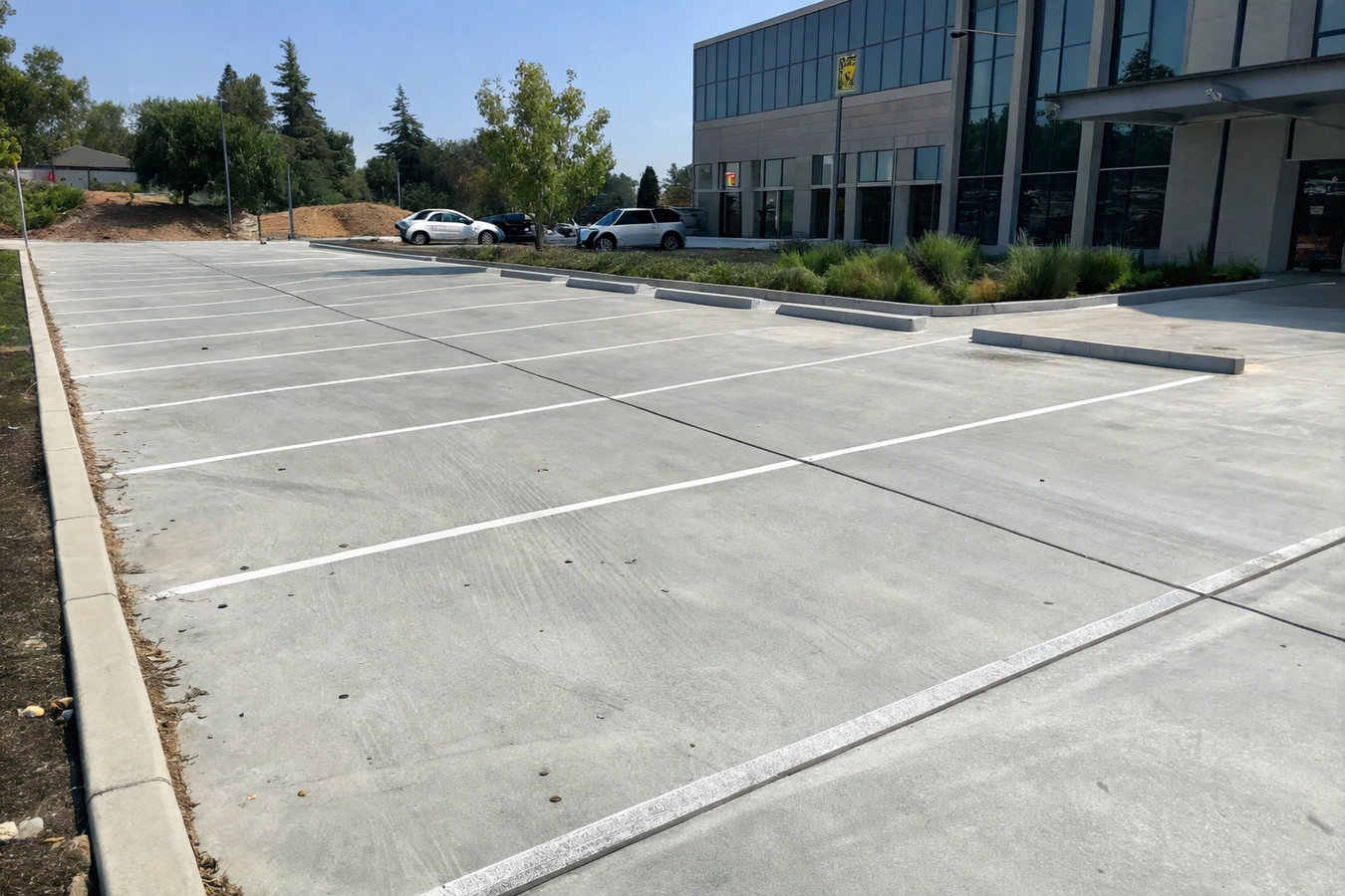 Concrete parking lot building
